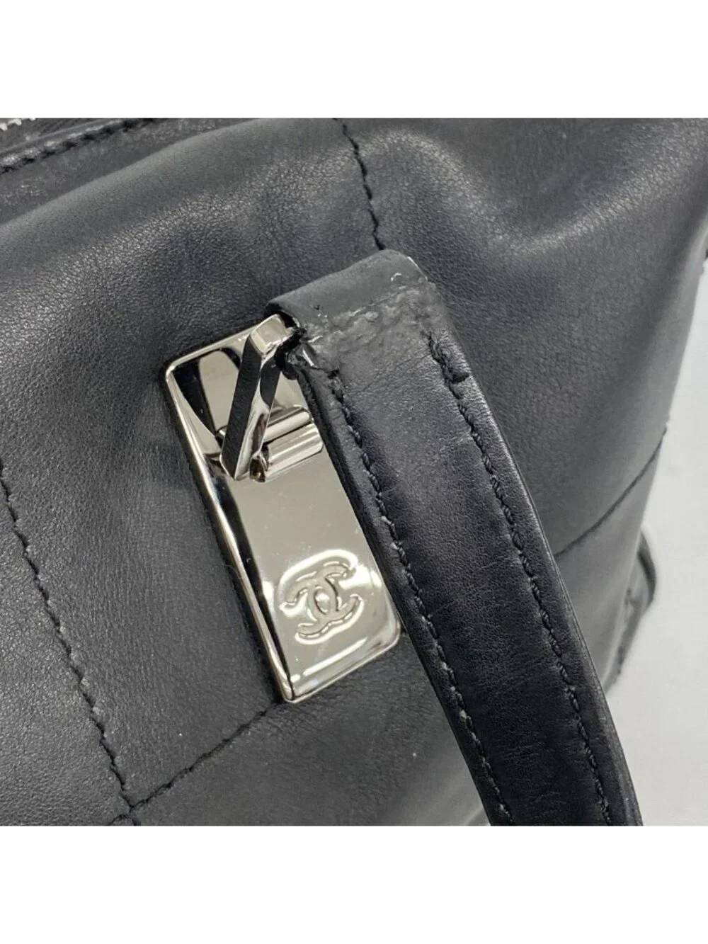 Chanel Handbag Choco Bar Lambskin Black Silver
